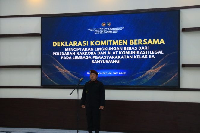 
					Lapas Banyuwangi Deklarasikan Komitmen Bersama untuk Mewujudkan Lingkungan yang Bersih dari Narkoba dan Alat Komunikasi Ilegal