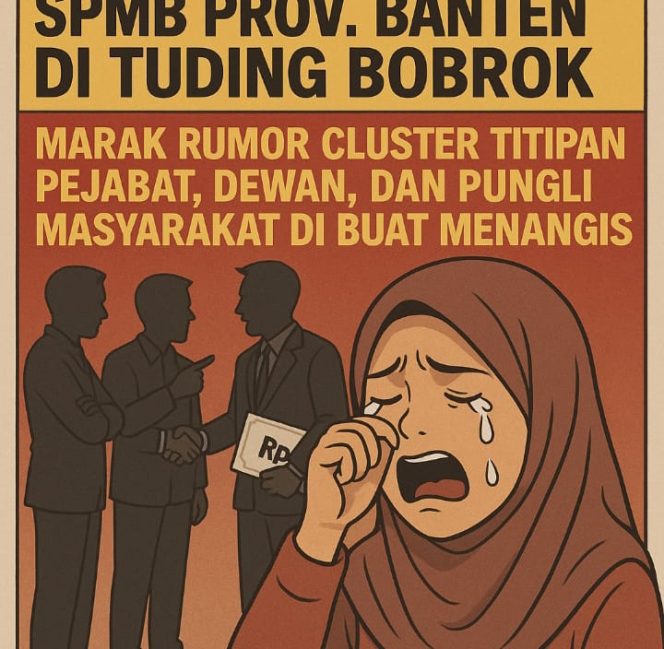 
					SPMB Prov. Banten Di Tuding BOBROK, Marak Rumor Cluster Titipan Pejabat, Dewan, Dan PUNGLI,Masyarakat Di Buat MENANGIS