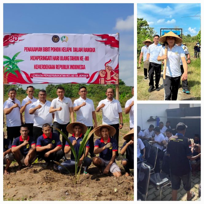 
					Sambut HUT ke-80 Kemerdekaan RI, Lapas Jember Tanam Bibit Pohon Kelapa