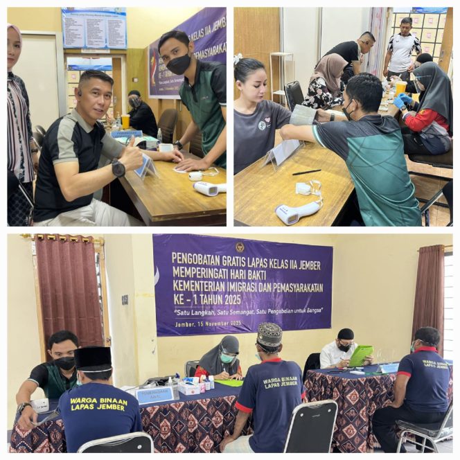 
					Semarak Hari Hari Bakti Kemenimipas ke-1: Lapas Jember Gelar Tes Kesehatan Gratis