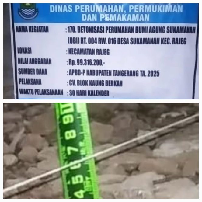 
					Betonisasi di Perumahan Bumi Agung Blok A dan B disorot ketebalan tidak merata pekerja diduga abaikan k3