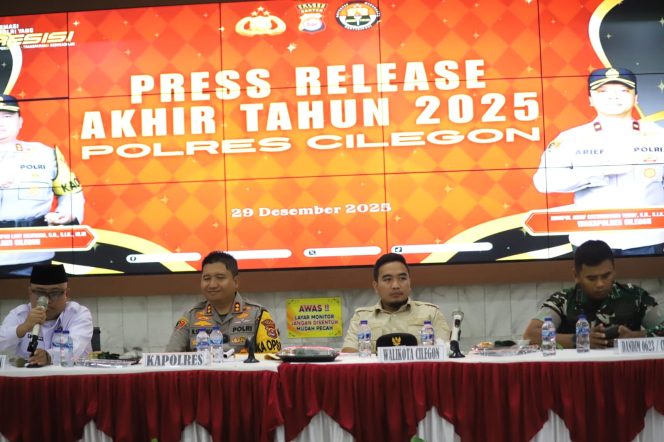 
					Polres Cilegon Paparkan Capaian Kinerja Tahun 2025: Kriminalitas Turun, Penegakan Hukum dan Layanan Publik Meningkat
