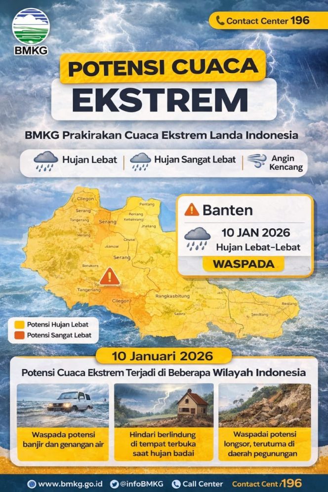 
					BMKG Prediksi Hujan, Polda Banten Imbau Warga Tetap Hati-Hati*
