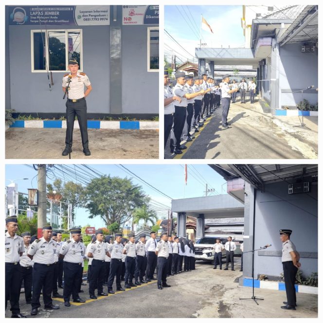 
					Pimpin Apel Pagi, Kalapas Jember Tekankan Disiplin dan Komitmen Zero Halinar