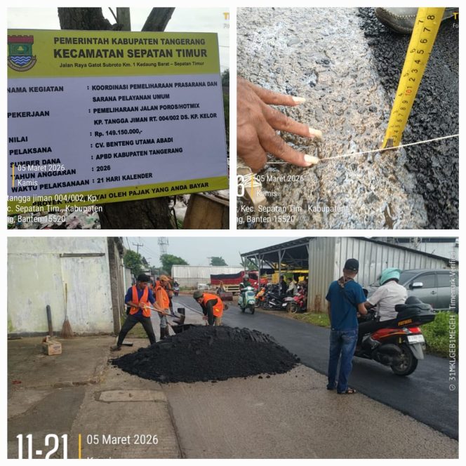 
					Ketebalan Aspal 2 centimeter, Hotmix di Jalan Poros Desa Kampung Kelor Kecamatan Sepatan Timur Diduga Tak Sesuai SNI