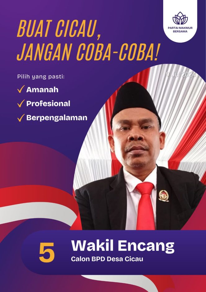 
					Tokoh Pemuda yang Berpengalaman dan Tegas Wakil Encang Resmi Daftar Calon Anggota BPD Desa Cicau