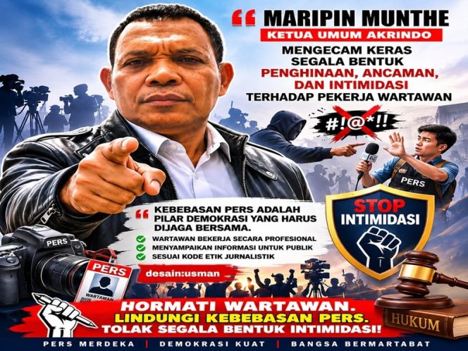 
					Drs. Maripin Munthe, Ketum AKRINDO, Kecam Pelaku Penghinaan dan Intimidasi terhadap Pekerja Wartawan