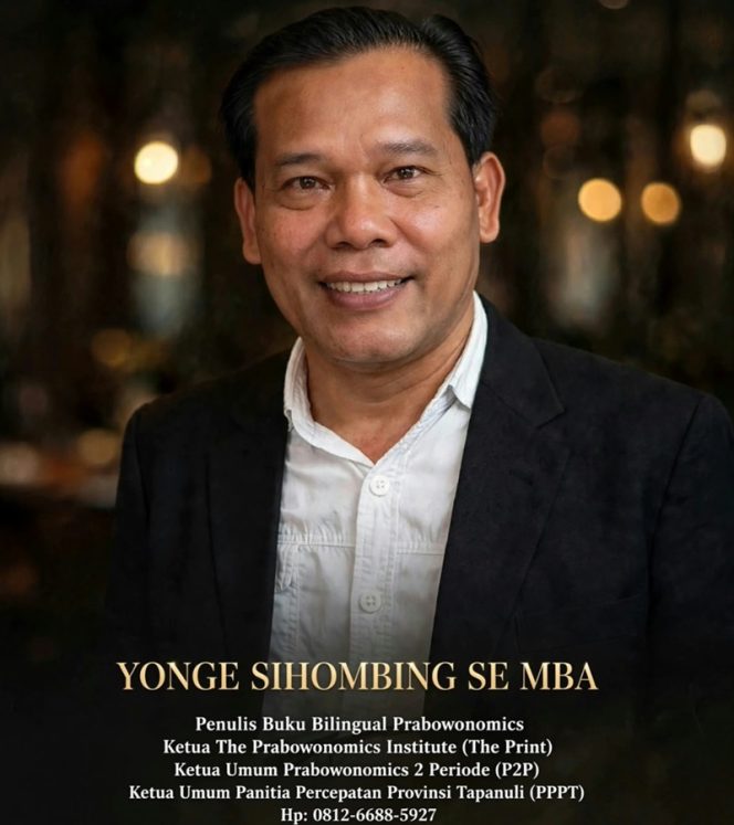 
					 “Yonge Sihombing, S.E., M.B.A., menginisiasi pembentukan organisasi kemasyarakatan bernama Prabowonomics 2 Periode (P2P)”